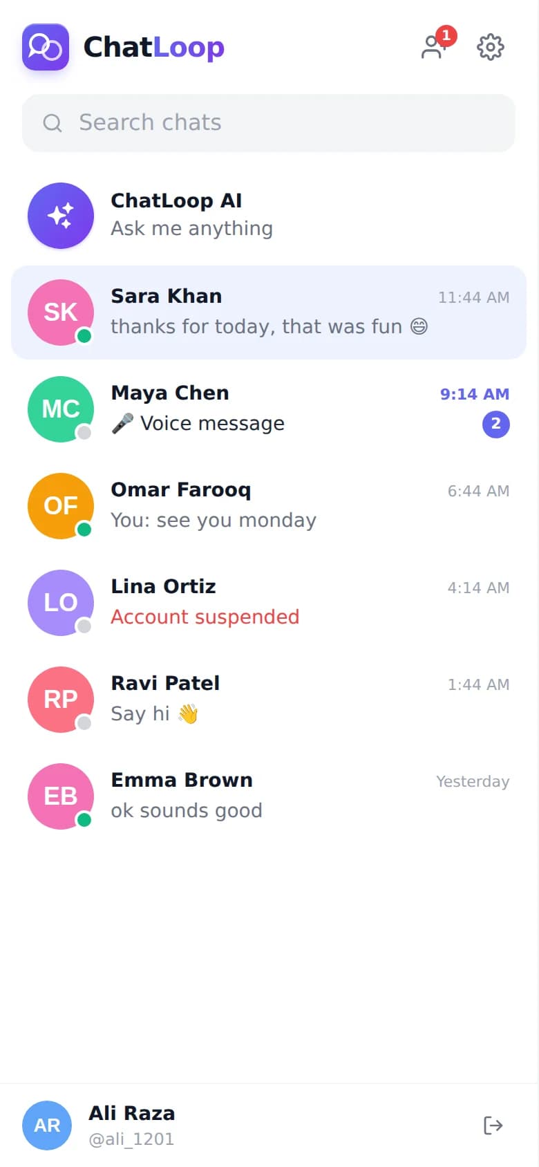 ChatLoop — Real-Time Chat Application by Ehan Siddique screenshot 13